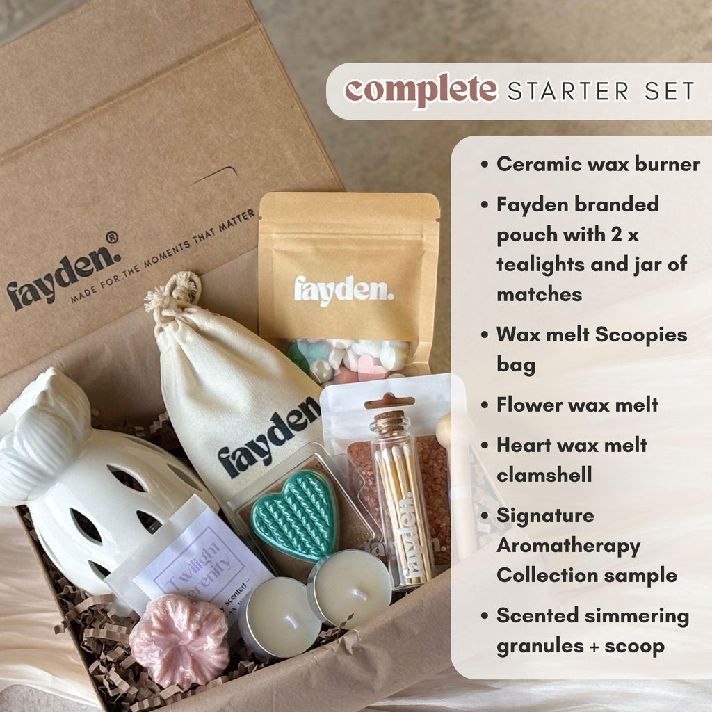 Premium Wax Melt & Burner Starter Set | Handmade Scented Soy Wax Melt Gift Box | Elevated Home Fragrance Gift | Aromatherapy Experience Idea