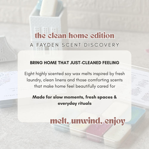 Clean Home Edition Wax Melts Discovery Set | Premium Home Fragrance Handmade Soy Wax Melt Discovery Gift Box | Laundry, Clean & Fresh Scents