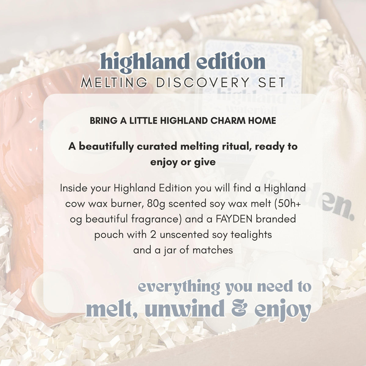 Highland Cow Wax Melt Gift Set | Scottish Wax Burner & Handmade Scented Soy Wax Melts Discovery Set | Cosy Home Fragrance Gift Ideas UK